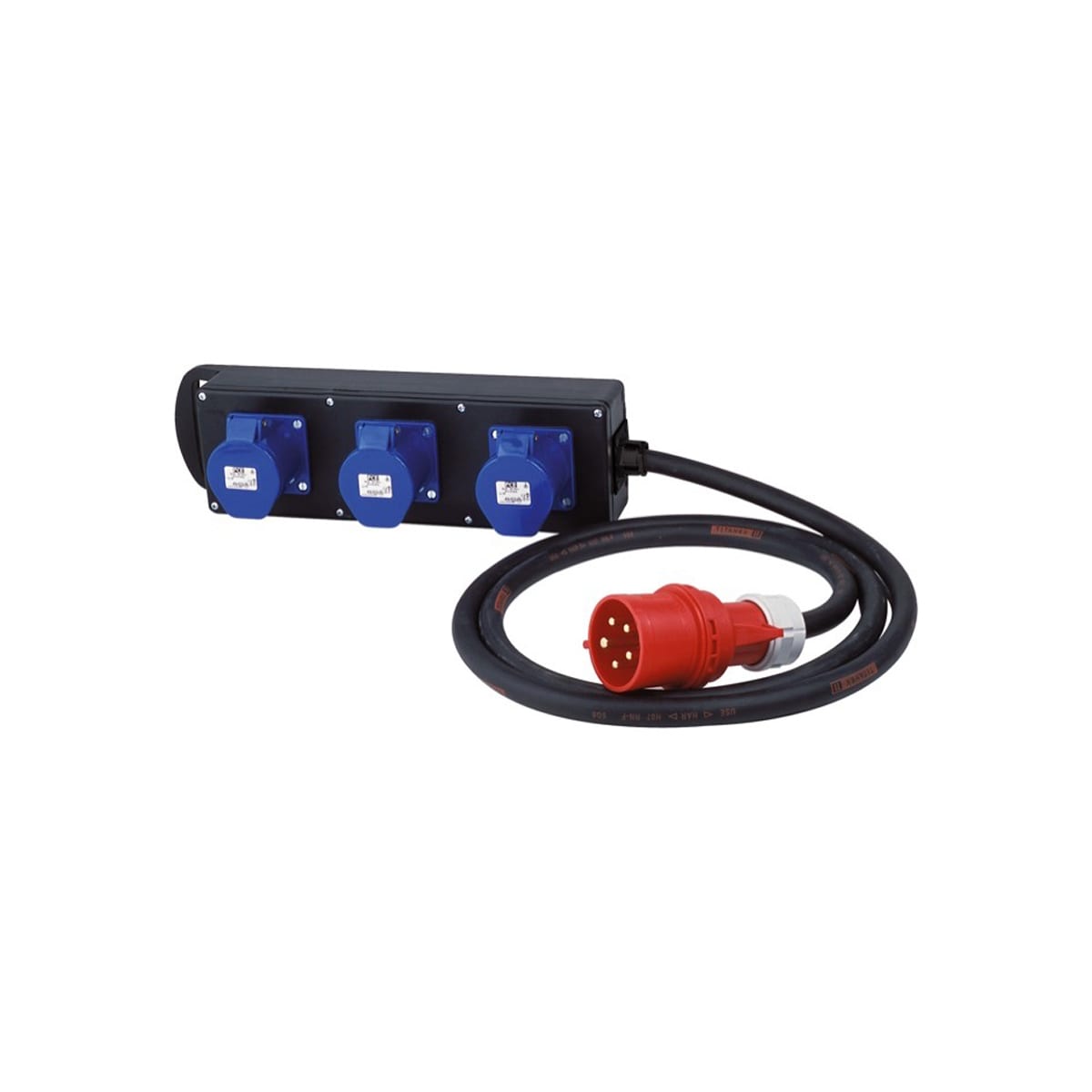  Power Distribution Box, 32A tri (red) - 32A mono (blue)